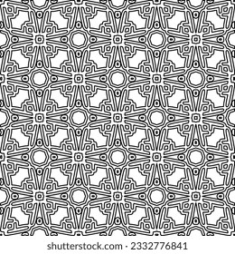 Stylish texture with figures from lines. Abstract geometric black and white pattern for web page, textures, card, poster, fabric, textile. Monochrome graphic repeating design. 