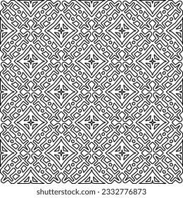 Stylish texture with figures from lines. Abstract geometric black and white pattern for web page, textures, card, poster, fabric, textile. Monochrome graphic repeating design. 