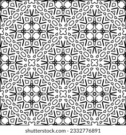 Stylish texture with figures from lines. Abstract geometric black and white pattern for web page, textures, card, poster, fabric, textile. Monochrome graphic repeating design. 