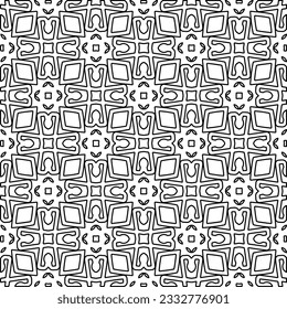 Stylish texture with figures from lines. Abstract geometric black and white pattern for web page, textures, card, poster, fabric, textile. Monochrome graphic repeating design. 