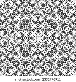 Stylish texture with figures from lines. Abstract geometric black and white pattern for web page, textures, card, poster, fabric, textile. Monochrome graphic repeating design. 