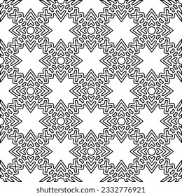 Stylish texture with figures from lines. Abstract geometric black and white pattern for web page, textures, card, poster, fabric, textile. Monochrome graphic repeating design. 