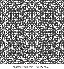 Stylish texture with figures from lines. Abstract geometric black and white pattern for web page, textures, card, poster, fabric, textile. Monochrome graphic repeating design. 
