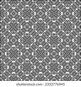 Stylish texture with figures from lines. Abstract geometric black and white pattern for web page, textures, card, poster, fabric, textile. Monochrome graphic repeating design. 