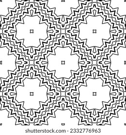 Stylish texture with figures from lines. Abstract geometric black and white pattern for web page, textures, card, poster, fabric, textile. Monochrome graphic repeating design. 