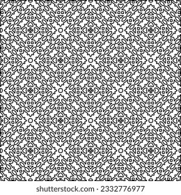 Stylish texture with figures from lines. Abstract geometric black and white pattern for web page, textures, card, poster, fabric, textile. Monochrome graphic repeating design. 