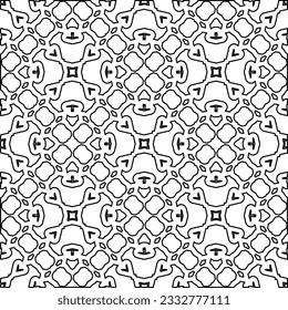 Stylish texture with figures from lines. Abstract geometric black and white pattern for web page, textures, card, poster, fabric, textile. Monochrome graphic repeating design. 