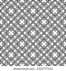 Stylish texture with figures from lines. Abstract geometric black and white pattern for web page, textures, card, poster, fabric, textile. Monochrome graphic repeating design. 