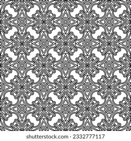 Stylish texture with figures from lines. Abstract geometric black and white pattern for web page, textures, card, poster, fabric, textile. Monochrome graphic repeating design. 