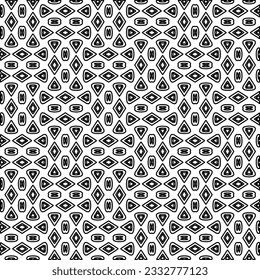 Stylish texture with figures from lines. Abstract geometric black and white pattern for web page, textures, card, poster, fabric, textile. Monochrome graphic repeating design. 
