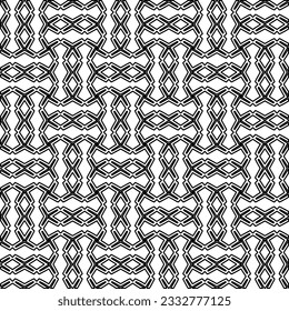 Stylish texture with figures from lines. Abstract geometric black and white pattern for web page, textures, card, poster, fabric, textile. Monochrome graphic repeating design. 