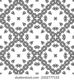 Stylish texture with figures from lines. Abstract geometric black and white pattern for web page, textures, card, poster, fabric, textile. Monochrome graphic repeating design. 