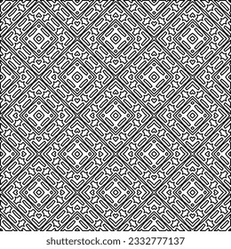 Stylish texture with figures from lines. Abstract geometric black and white pattern for web page, textures, card, poster, fabric, textile. Monochrome graphic repeating design. 