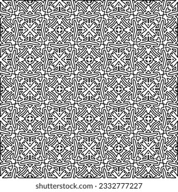Stylish texture with figures from lines. Abstract geometric black and white pattern for web page, textures, card, poster, fabric, textile. Monochrome graphic repeating design. 