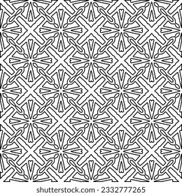 Stylish texture with figures from lines. Abstract geometric black and white pattern for web page, textures, card, poster, fabric, textile. Monochrome graphic repeating design. 