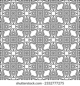 Stylish texture with figures from lines. Abstract geometric black and white pattern for web page, textures, card, poster, fabric, textile. Monochrome graphic repeating design. 