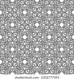 Stylish texture with figures from lines. Abstract geometric black and white pattern for web page, textures, card, poster, fabric, textile. Monochrome graphic repeating design. 