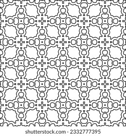 Stylish texture with figures from lines. Abstract geometric black and white pattern for web page, textures, card, poster, fabric, textile. Monochrome graphic repeating design. 