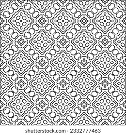 Stylish texture with figures from lines. Abstract geometric black and white pattern for web page, textures, card, poster, fabric, textile. Monochrome graphic repeating design. 