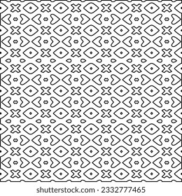 Stylish texture with figures from lines. Abstract geometric black and white pattern for web page, textures, card, poster, fabric, textile. Monochrome graphic repeating design. 