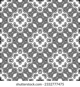 Stylish texture with figures from lines. Abstract geometric black and white pattern for web page, textures, card, poster, fabric, textile. Monochrome graphic repeating design. 