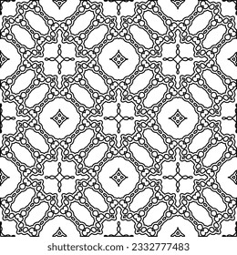 Stylish texture with figures from lines. Abstract geometric black and white pattern for web page, textures, card, poster, fabric, textile. Monochrome graphic repeating design. 