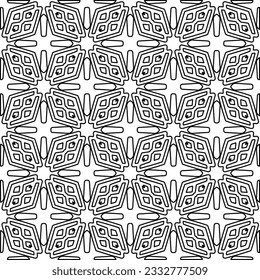 Stylish texture with figures from lines. Abstract geometric black and white pattern for web page, textures, card, poster, fabric, textile. Monochrome graphic repeating design. 