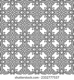 Stylish texture with figures from lines. Abstract geometric black and white pattern for web page, textures, card, poster, fabric, textile. Monochrome graphic repeating design. 