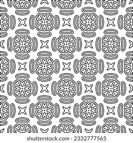 Stylish texture with figures from lines. Abstract geometric black and white pattern for web page, textures, card, poster, fabric, textile. Monochrome graphic repeating design. 