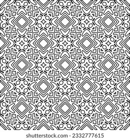 Stylish texture with figures from lines. Abstract geometric black and white pattern for web page, textures, card, poster, fabric, textile. Monochrome graphic repeating design. 