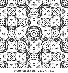 Stylish texture with figures from lines. Abstract geometric black and white pattern for web page, textures, card, poster, fabric, textile. Monochrome graphic repeating design. 
