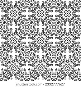 Stylish texture with figures from lines. Abstract geometric black and white pattern for web page, textures, card, poster, fabric, textile. Monochrome graphic repeating design. 