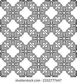 Stylish texture with figures from lines. Abstract geometric black and white pattern for web page, textures, card, poster, fabric, textile. Monochrome graphic repeating design. 