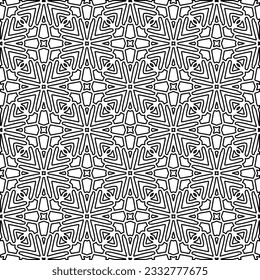Stylish texture with figures from lines. Abstract geometric black and white pattern for web page, textures, card, poster, fabric, textile. Monochrome graphic repeating design. 