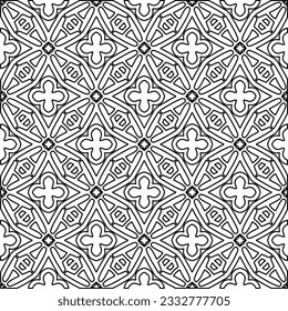 Stylish texture with figures from lines. Abstract geometric black and white pattern for web page, textures, card, poster, fabric, textile. Monochrome graphic repeating design. 