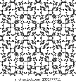 Stylish texture with figures from lines. Abstract geometric black and white pattern for web page, textures, card, poster, fabric, textile. Monochrome graphic repeating design. 