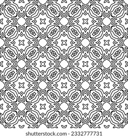 Stylish texture with figures from lines. Abstract geometric black and white pattern for web page, textures, card, poster, fabric, textile. Monochrome graphic repeating design. 