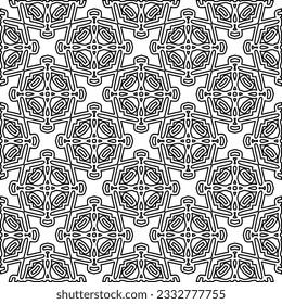 Stylish texture with figures from lines. Abstract geometric black and white pattern for web page, textures, card, poster, fabric, textile. Monochrome graphic repeating design. 