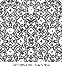 Stylish texture with figures from lines. Abstract geometric black and white pattern for web page, textures, card, poster, fabric, textile. Monochrome graphic repeating design. 