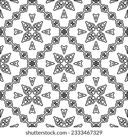Stylish texture with figures from lines. Abstract geometric black and white pattern for web page, textures, card, poster, fabric, textile. Monochrome graphic repeating design. 