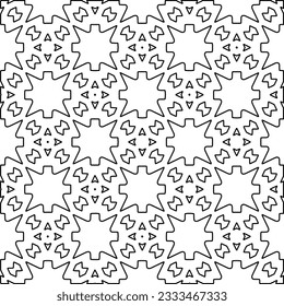 Stylish texture with figures from lines. Abstract geometric black and white pattern for web page, textures, card, poster, fabric, textile. Monochrome graphic repeating design. 