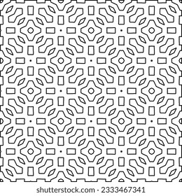 Stylish texture with figures from lines. Abstract geometric black and white pattern for web page, textures, card, poster, fabric, textile. Monochrome graphic repeating design. 