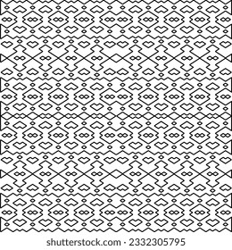 Stylish texture with figures from lines. black and white pattern for web page, textures, card, poster, fabric, textile. Monochrome graphic repeating design.