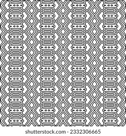 Stylish texture with figures from lines. black and white pattern for web page, textures, card, poster, fabric, textile. Monochrome graphic repeating design.