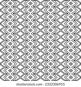 Stylish texture with figures from lines. black and white pattern for web page, textures, card, poster, fabric, textile. Monochrome graphic repeating design.
