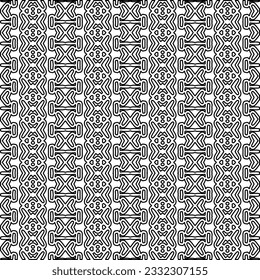 Stylish texture with figures from lines. black and white pattern for web page, textures, card, poster, fabric, textile. Monochrome graphic repeating design.