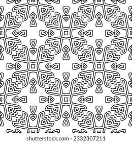 Stylish texture with figures from lines. black and white pattern for web page, textures, card, poster, fabric, textile. Monochrome graphic repeating design.