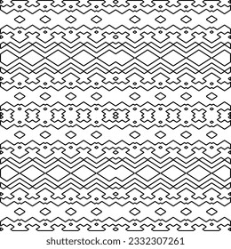 Stilvolle Textur mit Figuren aus Linien. schwarz-weißes Muster für Webseiten, Texturen, Karten, Poster, Stoff, Textilien. Monochrome grafische Wiederholungsdesign.
