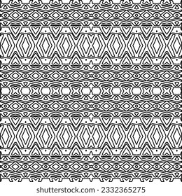 Stylish texture with figures from lines. black and white pattern for web page, textures, card, poster, fabric, textile. Monochrome graphic repeating design.