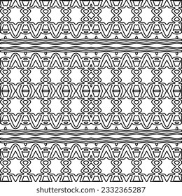 Stylish texture with figures from lines. black and white pattern for web page, textures, card, poster, fabric, textile. Monochrome graphic repeating design.